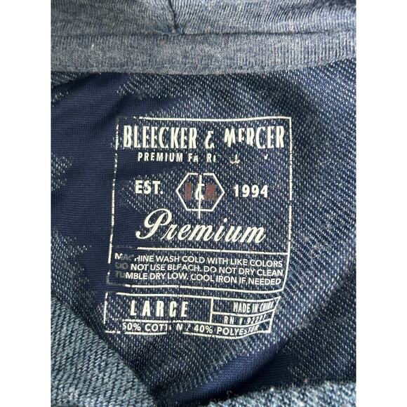 Becker & Mercer Mens Navy Blue Thrashed Distressed Hooded T Shirt Sz L Grunge - Picture 11 of 11